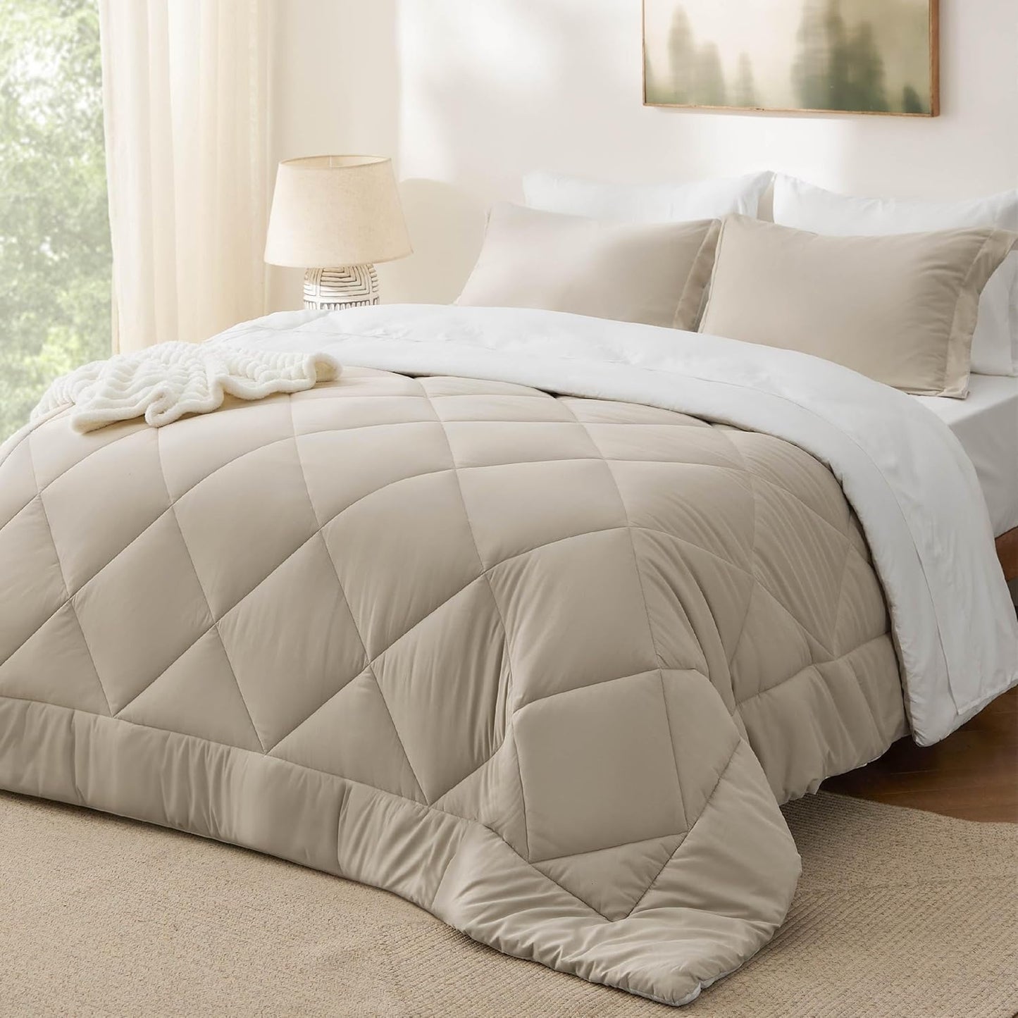 7 Pieces Reversible Comforter Set - Queen
