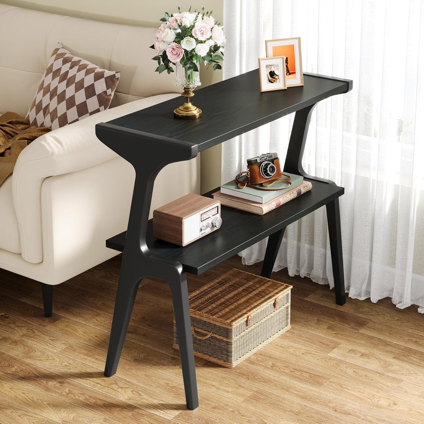 2-Tier Slim Sofa Side Table