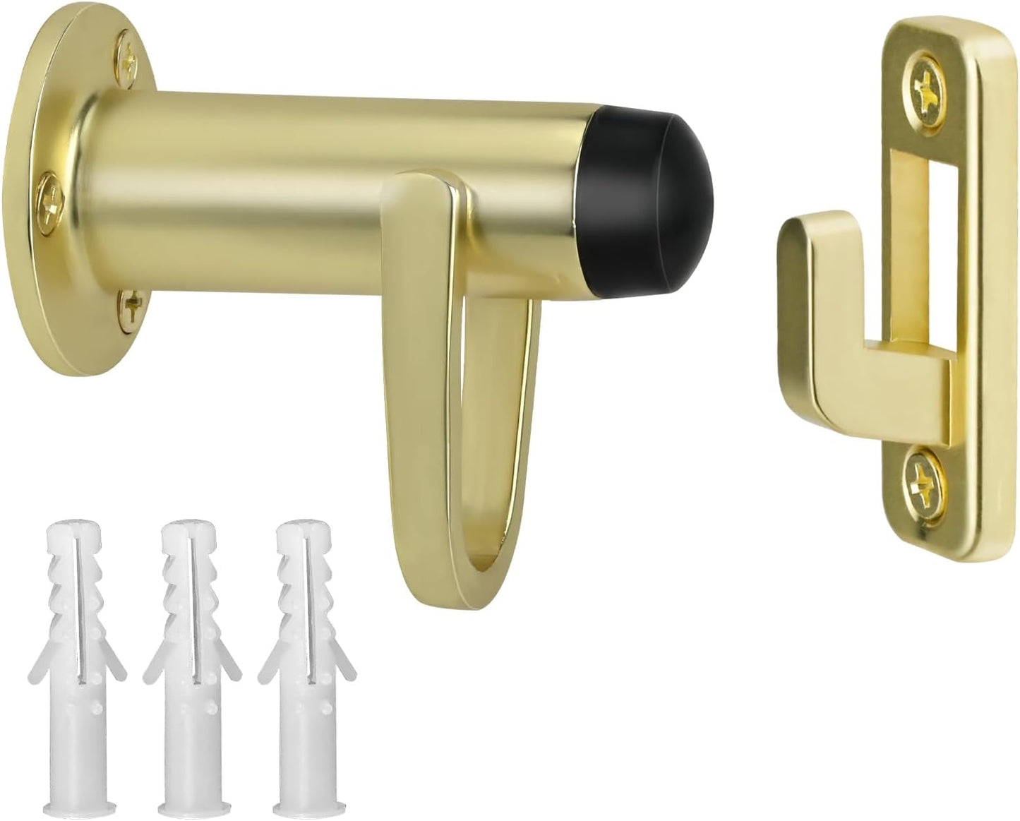 2 Pack Heavy Duty Door Stopper with Manual Hook