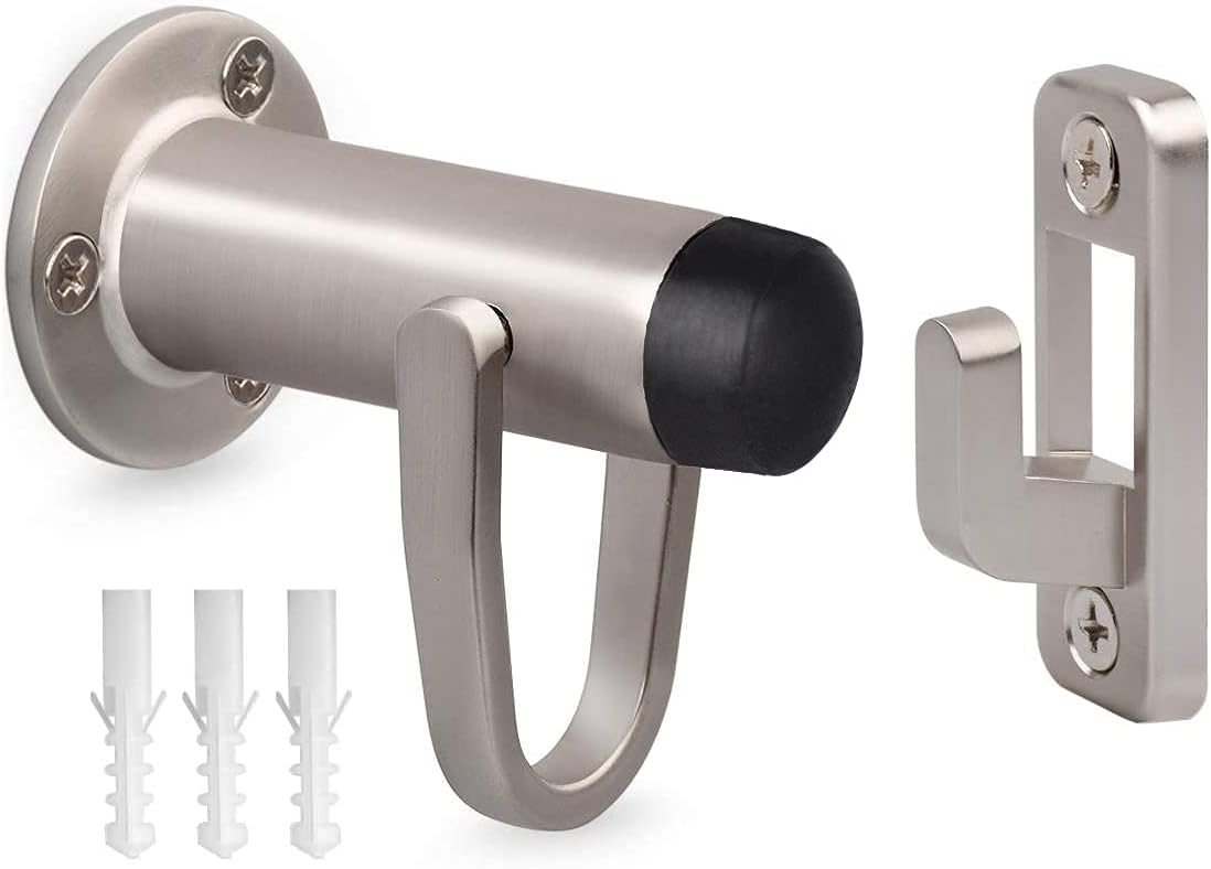 2 Pack Heavy Duty Door Stopper with Manual Hook