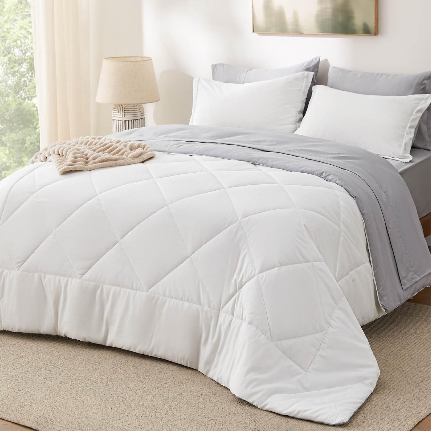 7 Pieces Reversible Comforter Set - Queen