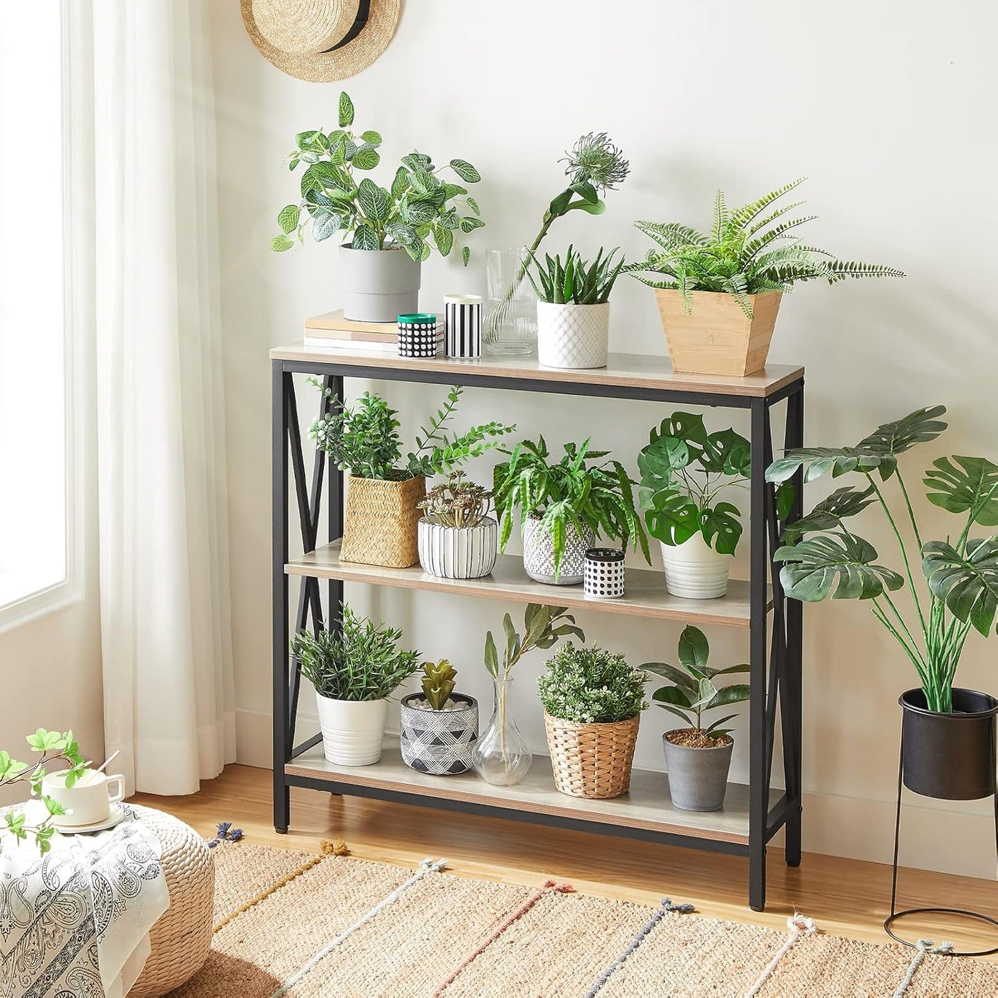 Industrial 3-Tier Narrow Console Table