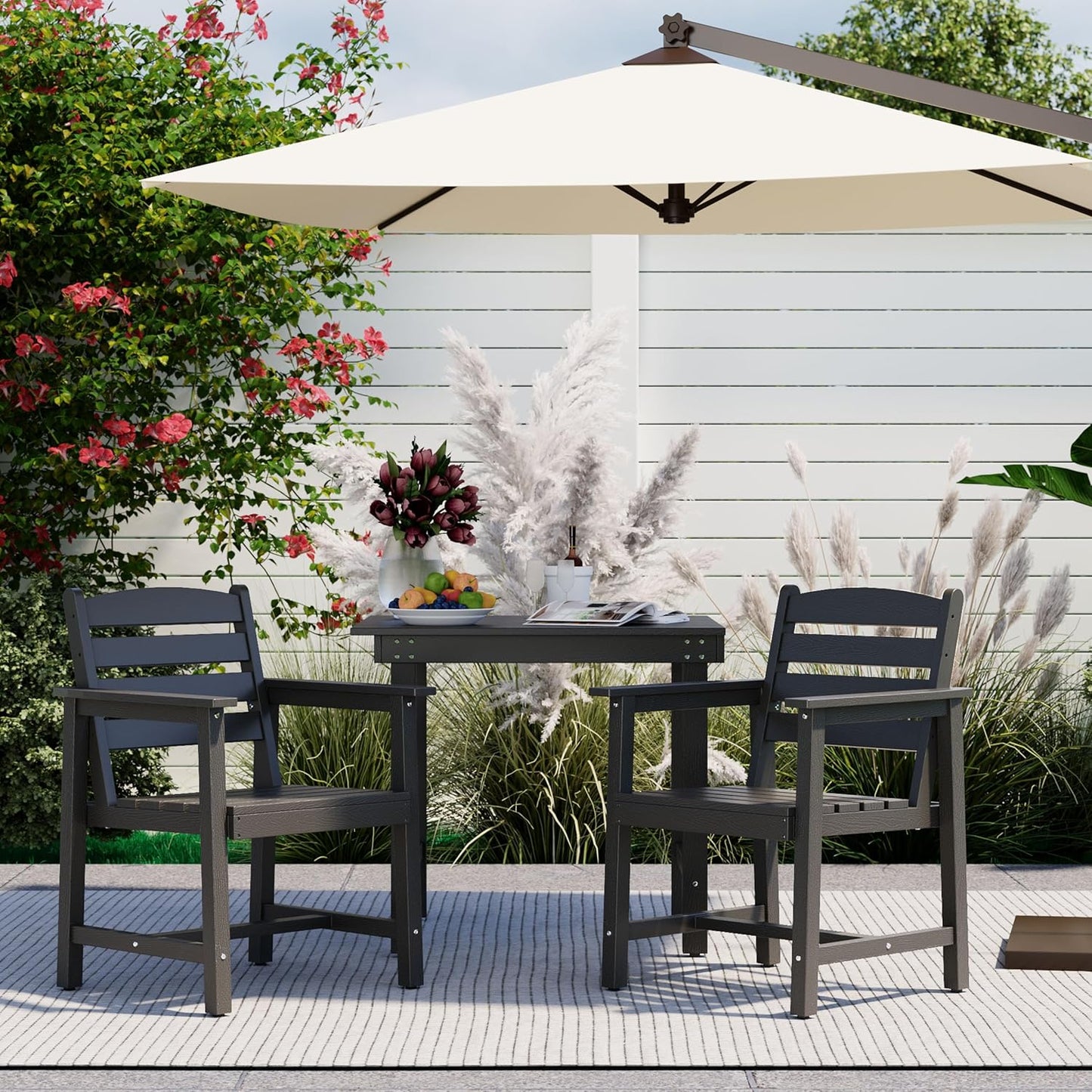 7-Piece Outdoor Dining Table Sets - 2 in 1 Convertible Table