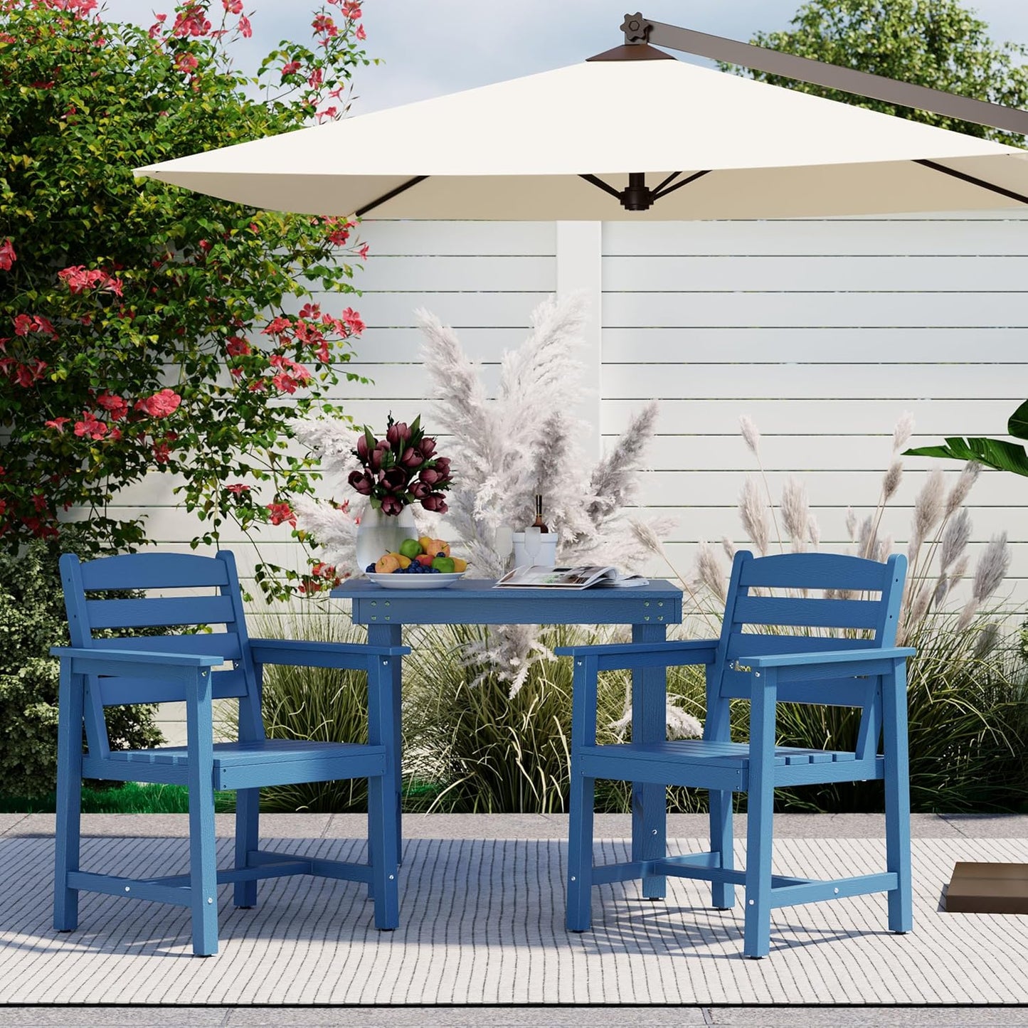 7-Piece Outdoor Dining Table Sets - 2 in 1 Convertible Table