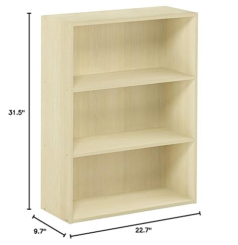 Maple 3-Tier Open Shelf Bookcase