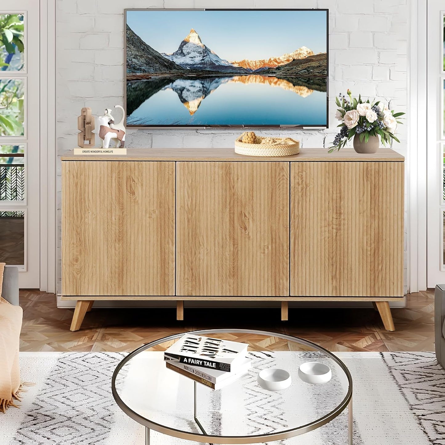 Black Sideboard Buffet Cabinet with Storage