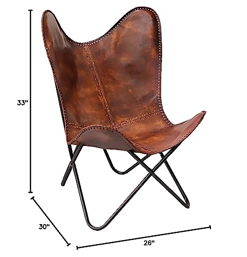 Classy Handmade Dark Brown Leather Butterfly Chair