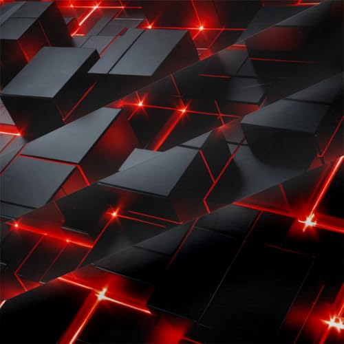 Red Black Geometric Comforter Set Queen Size 3D Stereoscopic