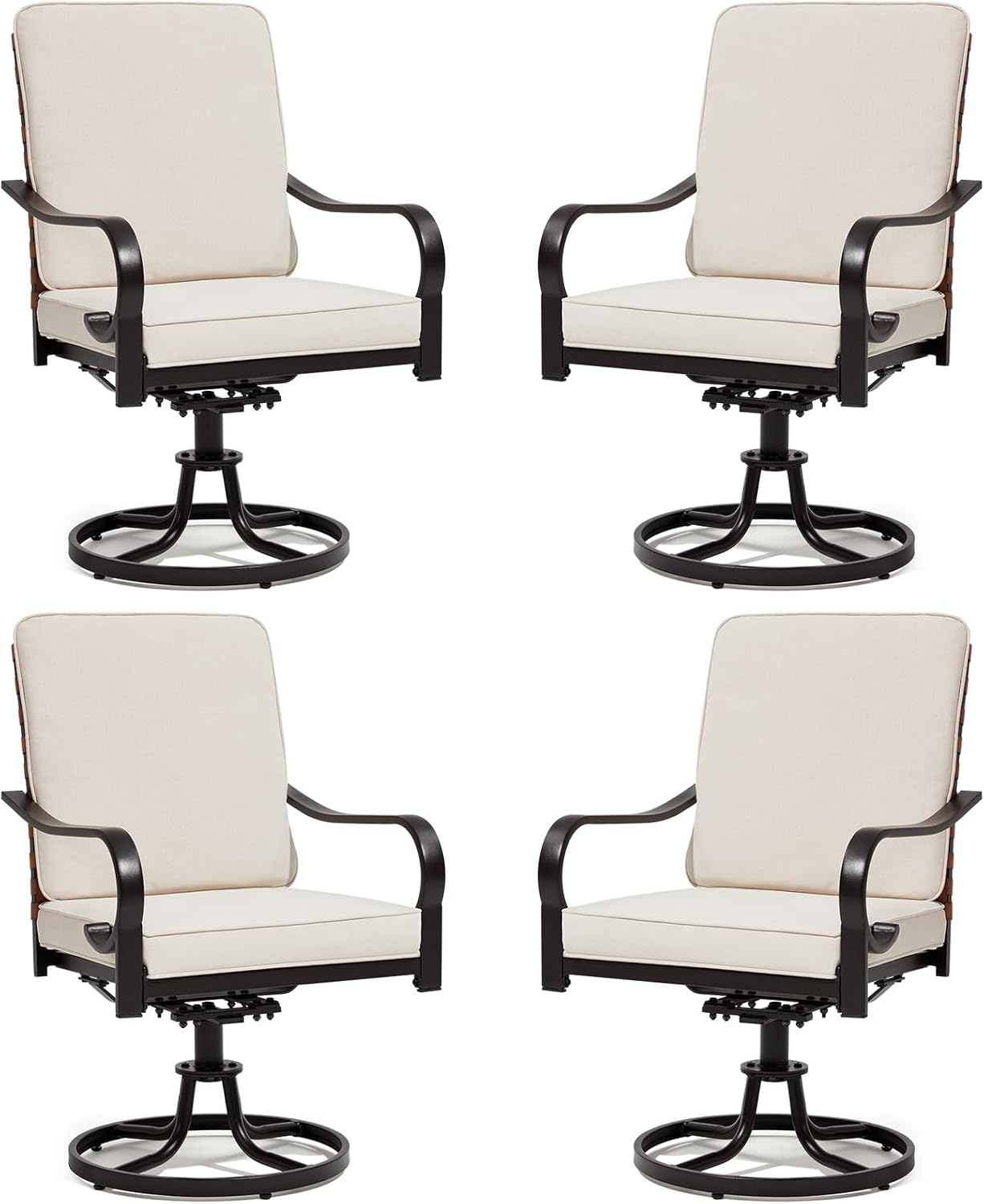 5-Piece Outdoor Dining Set - 4 Swivel Leather-Look Chairs