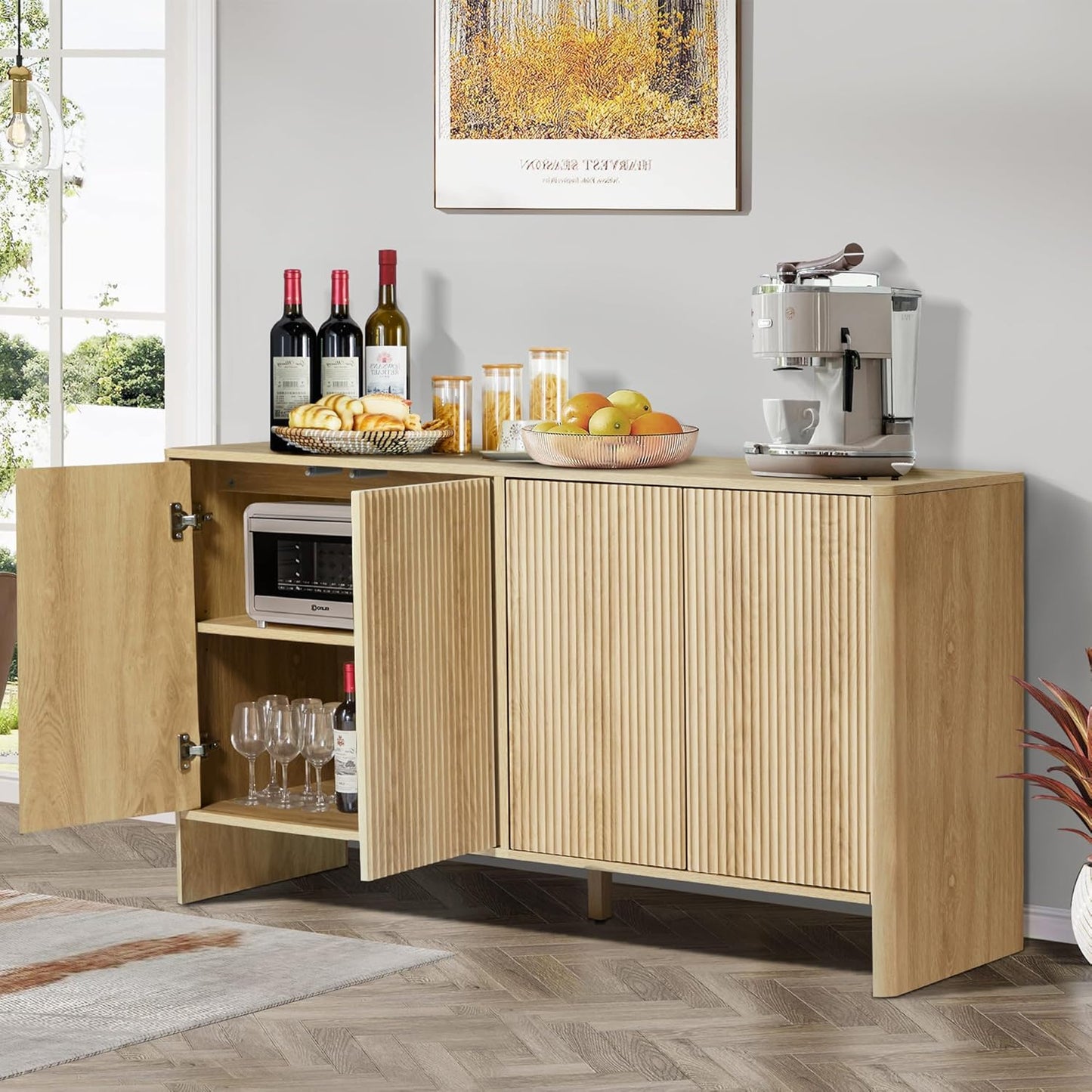 Black Sideboard Buffet Cabinet with Storage