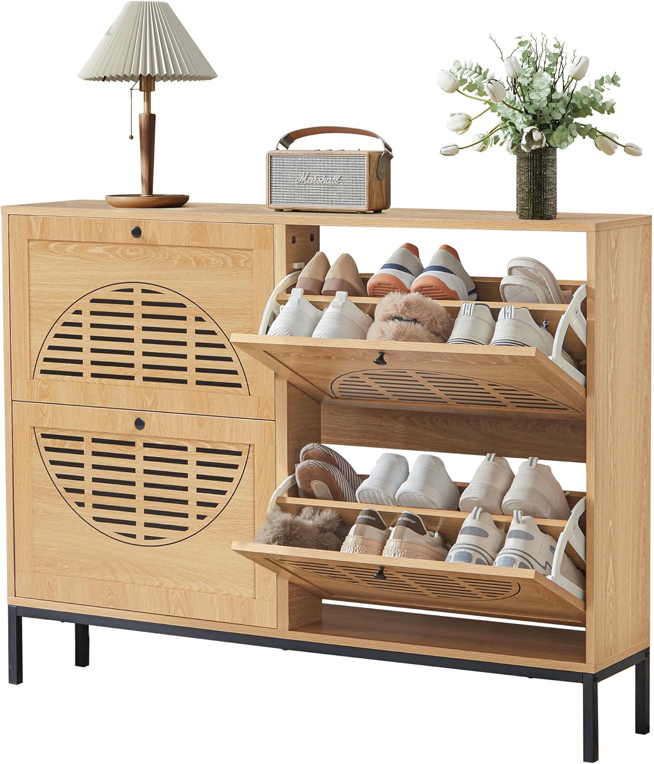 Shoe Storage Cabinet with 2 Flip Drawers