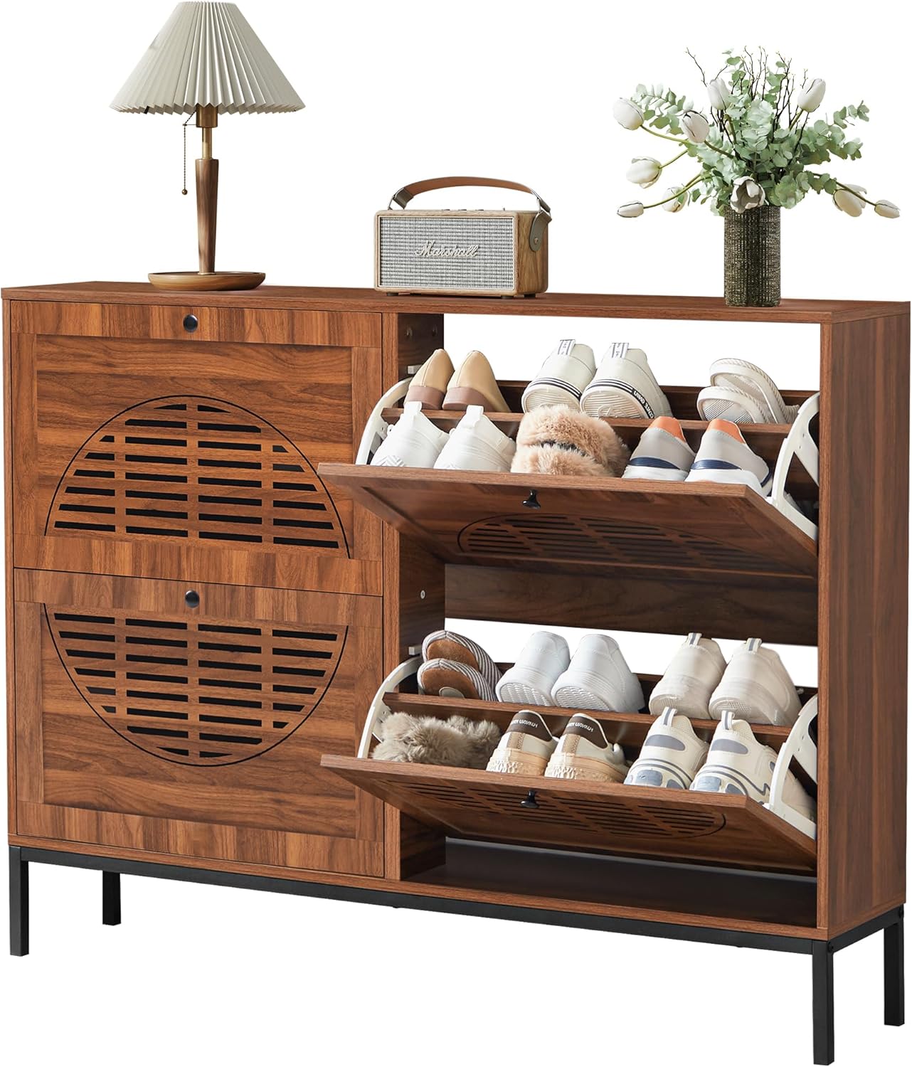Shoe Storage Cabinet with 2 Flip Drawers