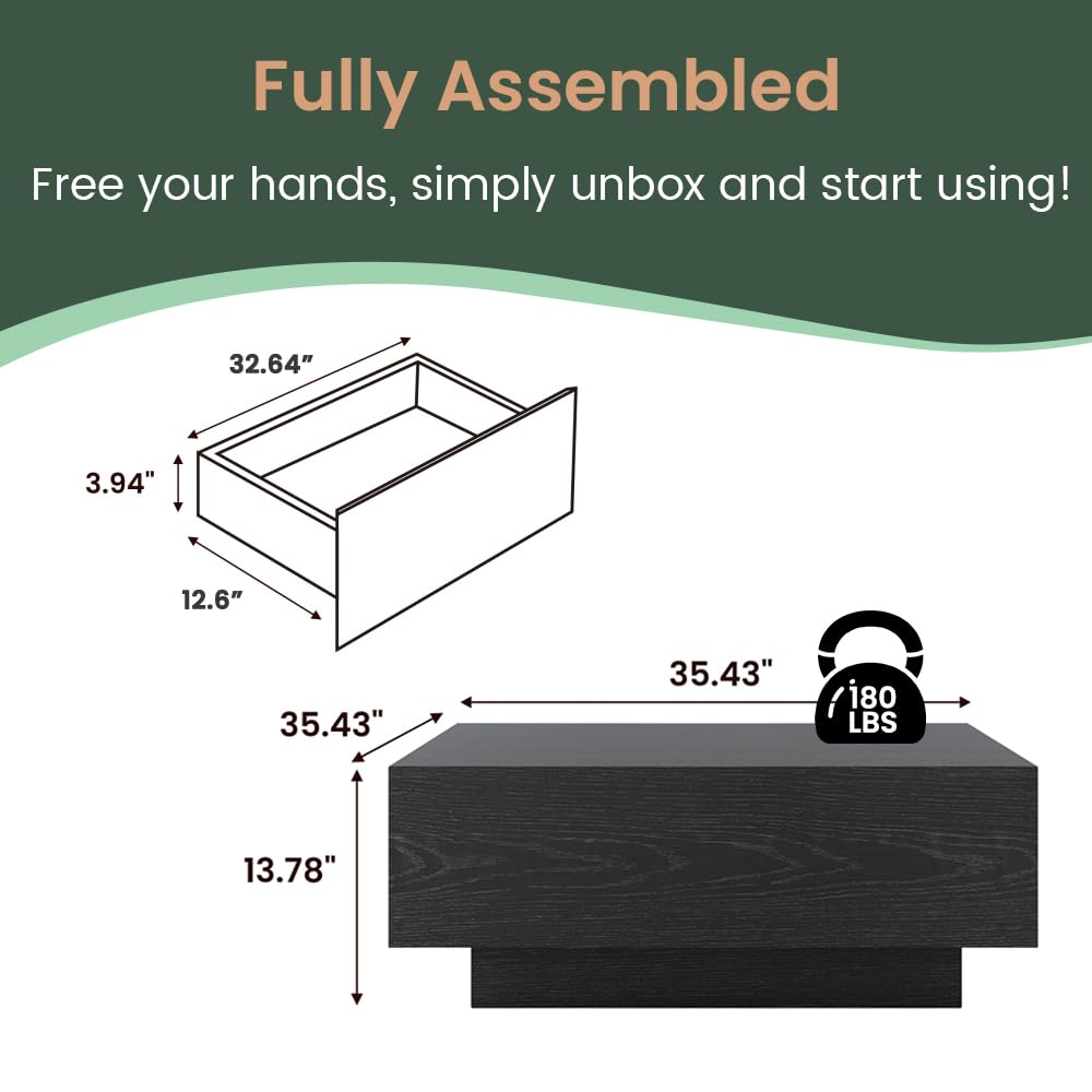 Black Modern Square Coffee Table