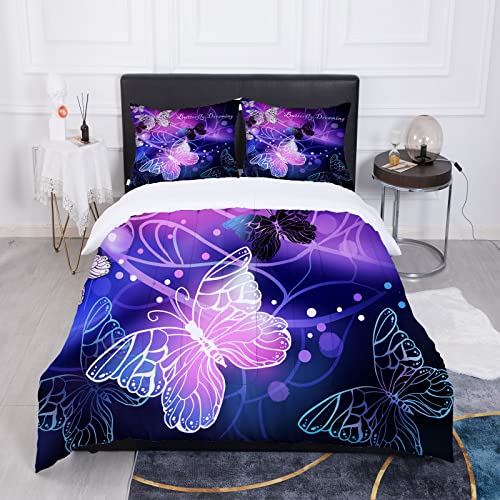3D Purple Butterfly Bedding Twin Comforter Set
