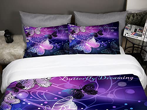 3D Purple Butterfly Bedding Twin Comforter Set