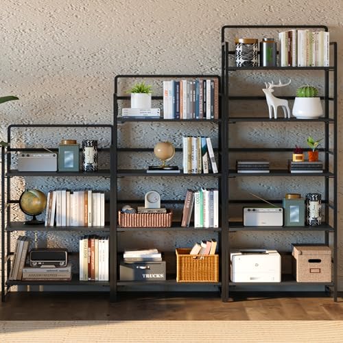Black 5 Tiers Folding Bookshelf Storage Shelves