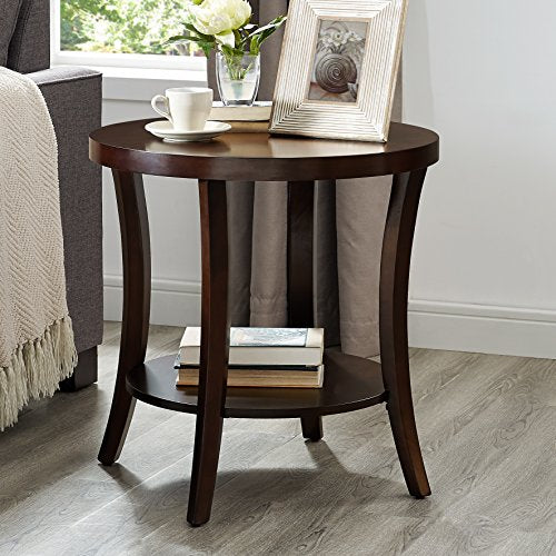 Round End Table with Shelf