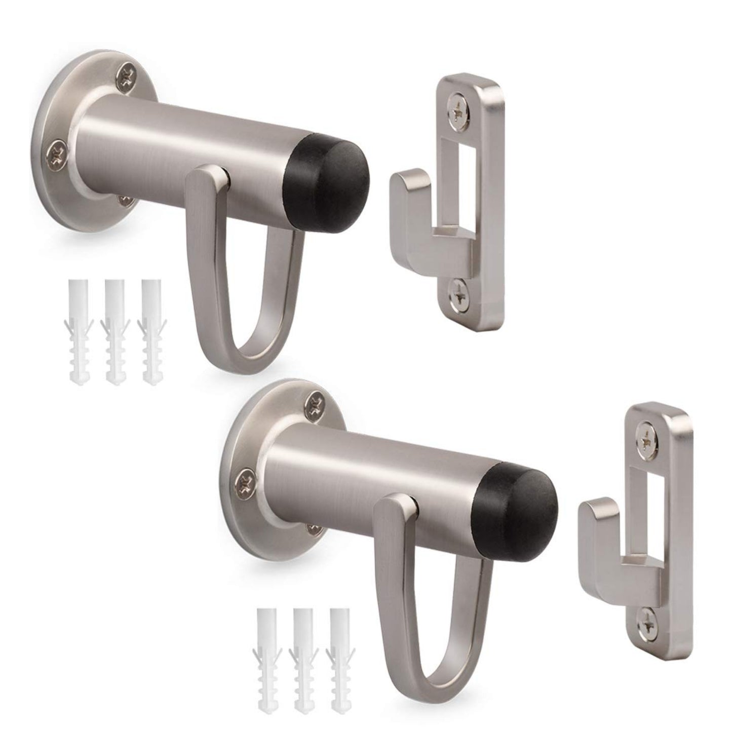 2 Pack Heavy Duty Door Stopper with Manual Hook