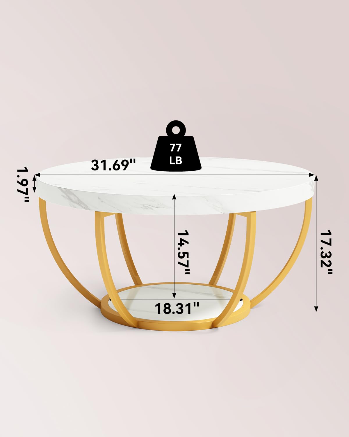 White and Gold Coffee Table