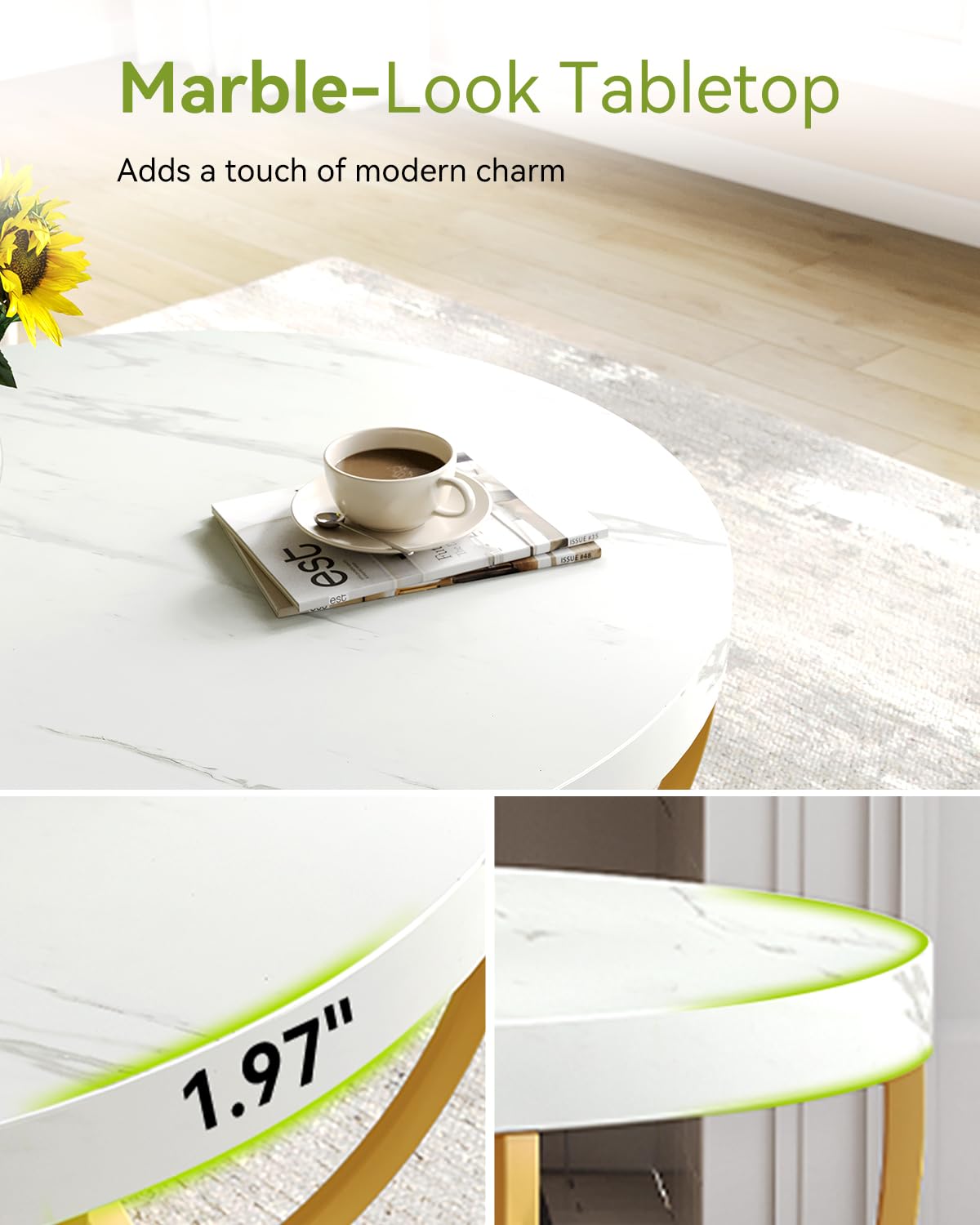 White and Gold Coffee Table