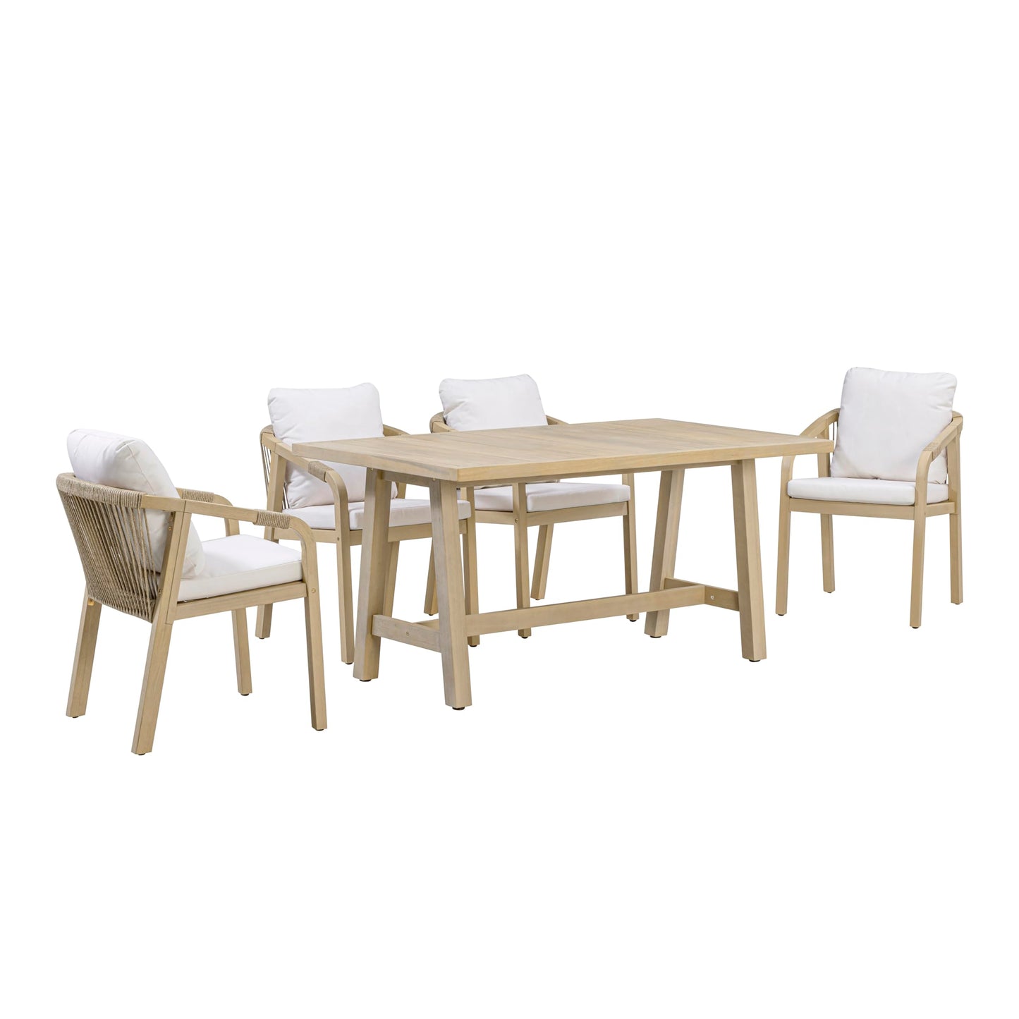 Solid Eucalyptus Wood 5-Piece Outdoor Dining Set