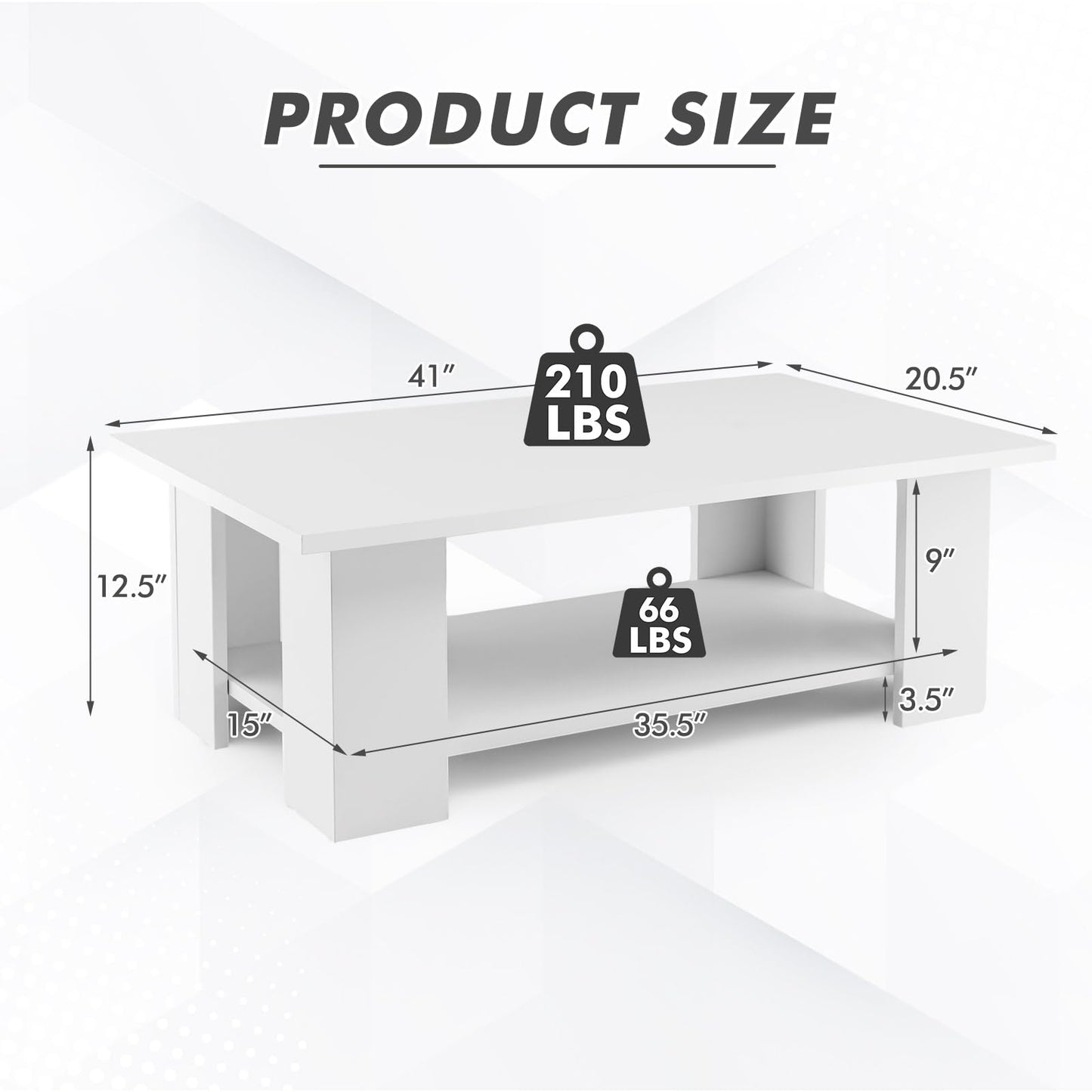 2-Tier Coffee Table - White