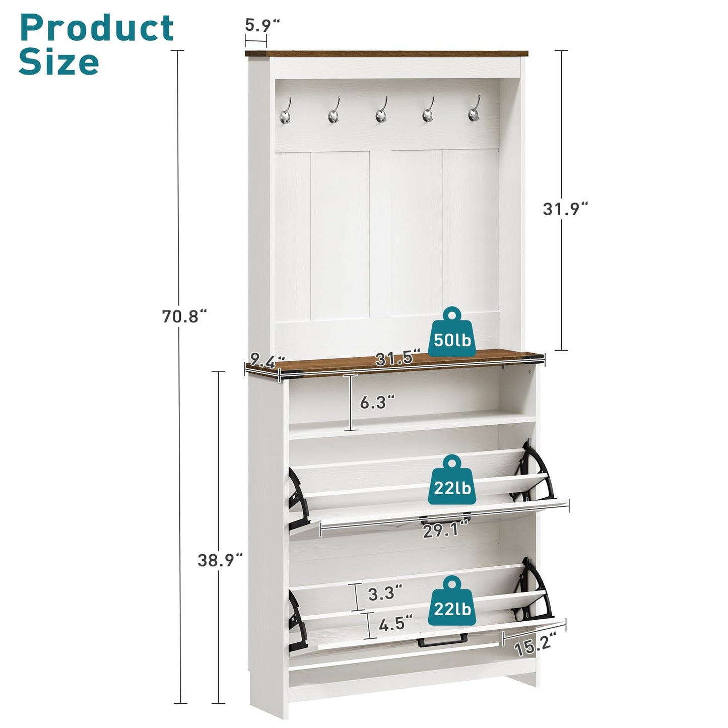 Farmhouse Shoe Storage Cabinet and Coat Rack