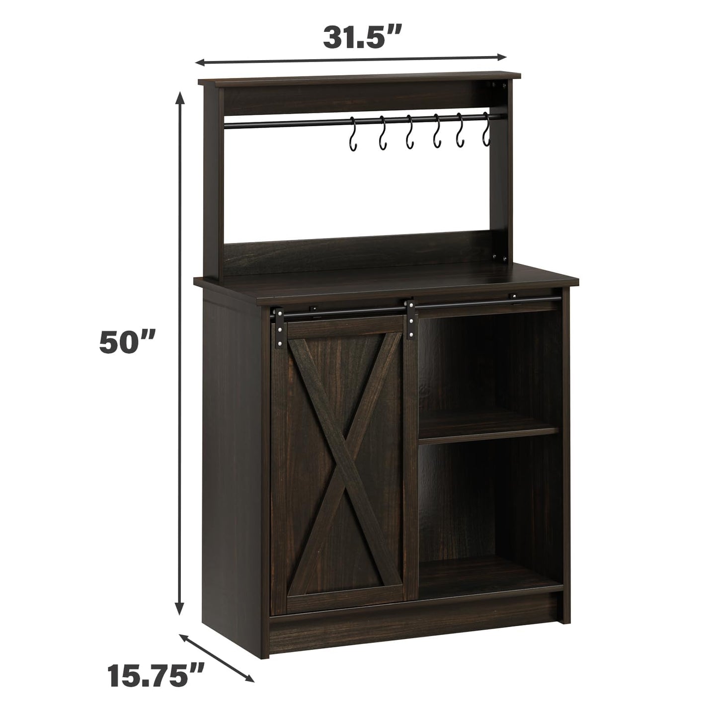 50 Inch Coffee Bar Hutch with Sliding Barn Door