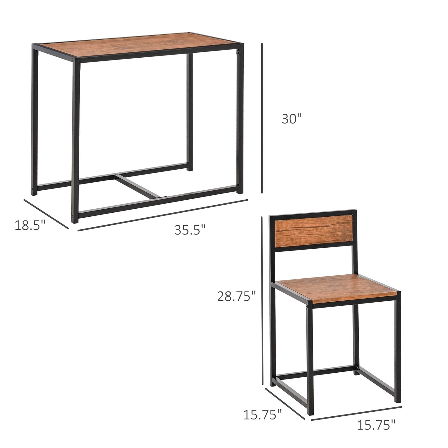 3-Piece Industrial Dining Table Set