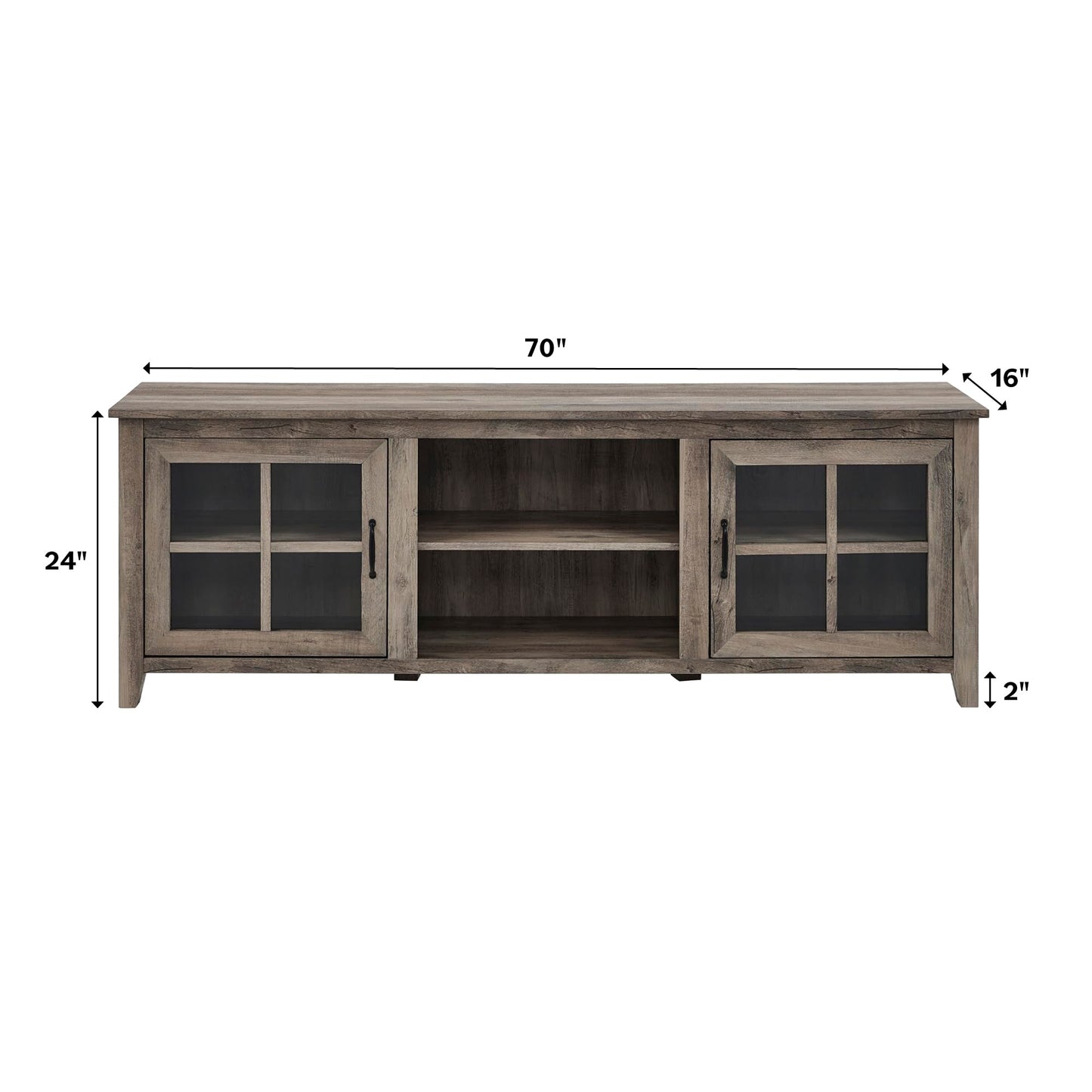 Grey Wash - 80 Inches, 70 Inch 2 Glass Door TV Stand