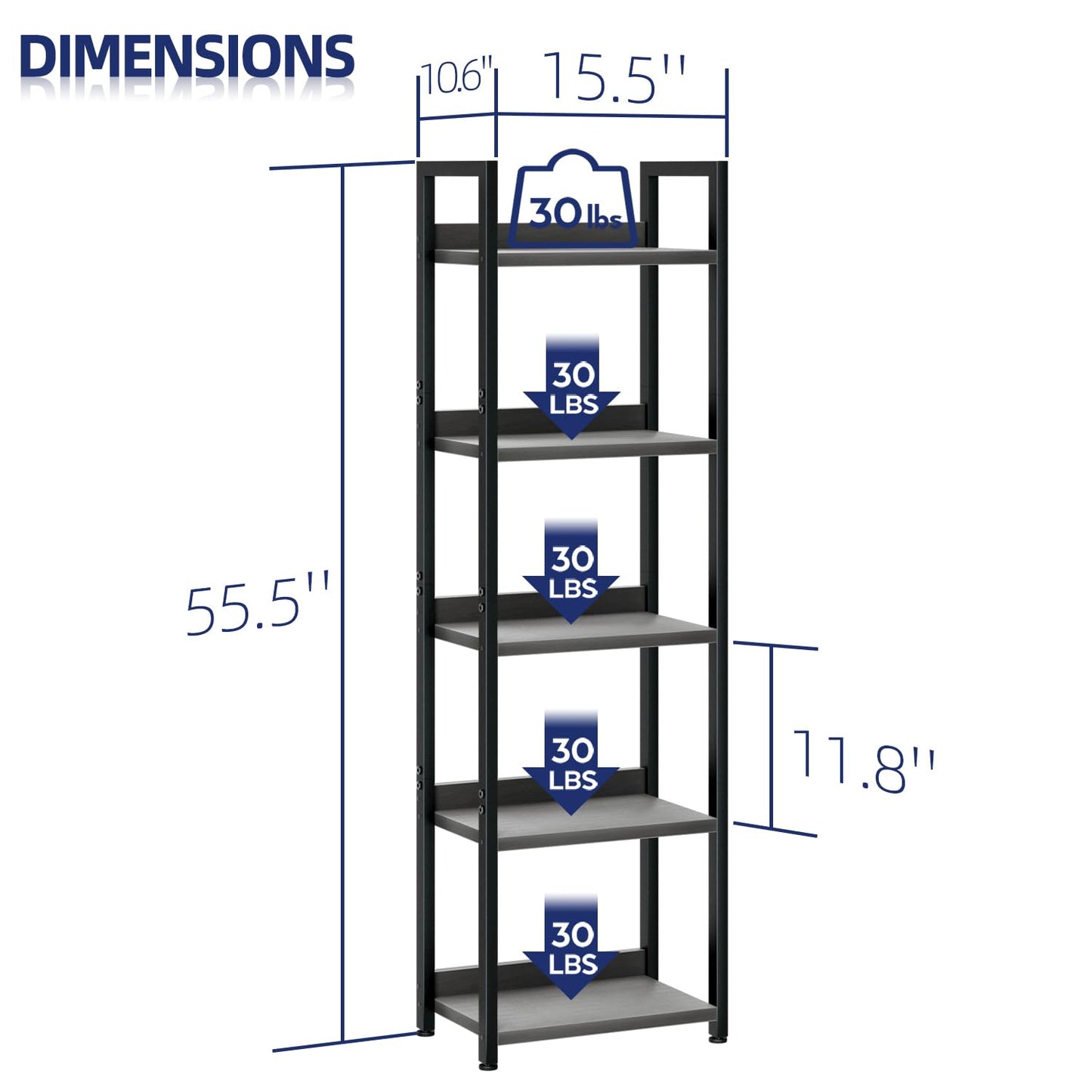 Charcoal Black Bookshelves