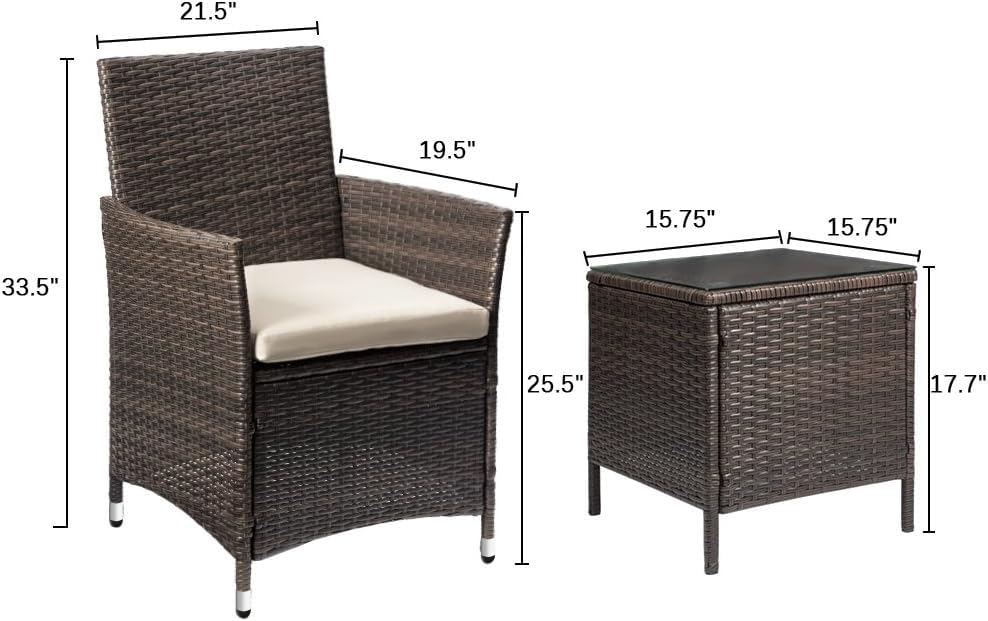 3 Pieces Patio Porch Furniture Sets
