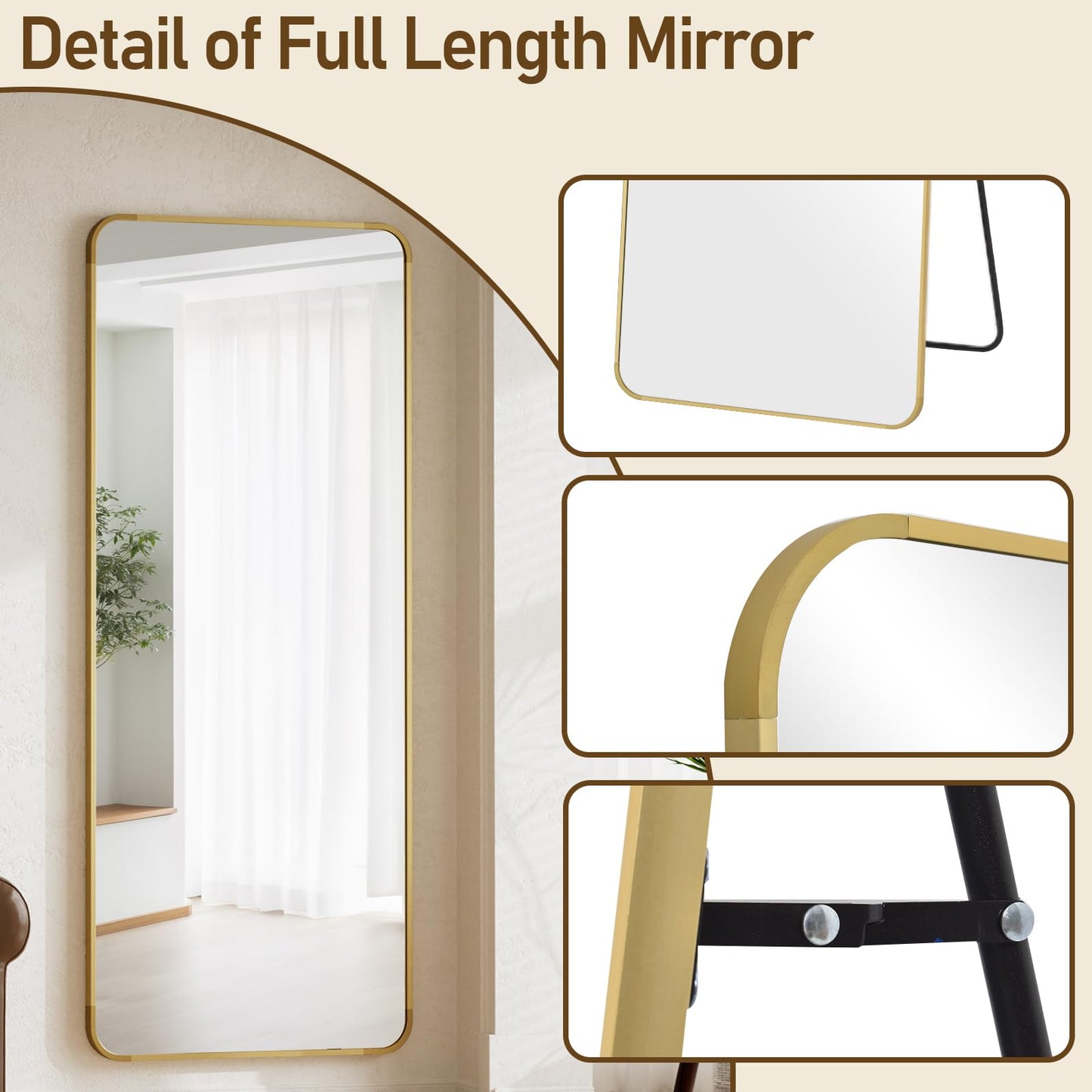 Gold Full Length Mirror for living Room and Bedroom