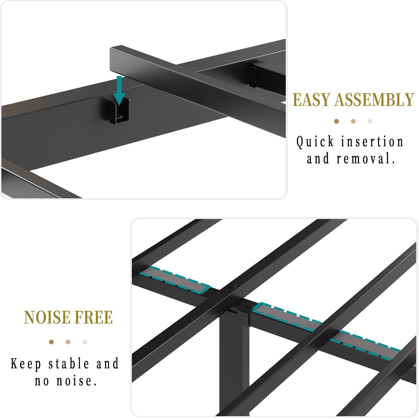 Bed Frame with Storage Headboard & Dual Built-in Storage Drawers