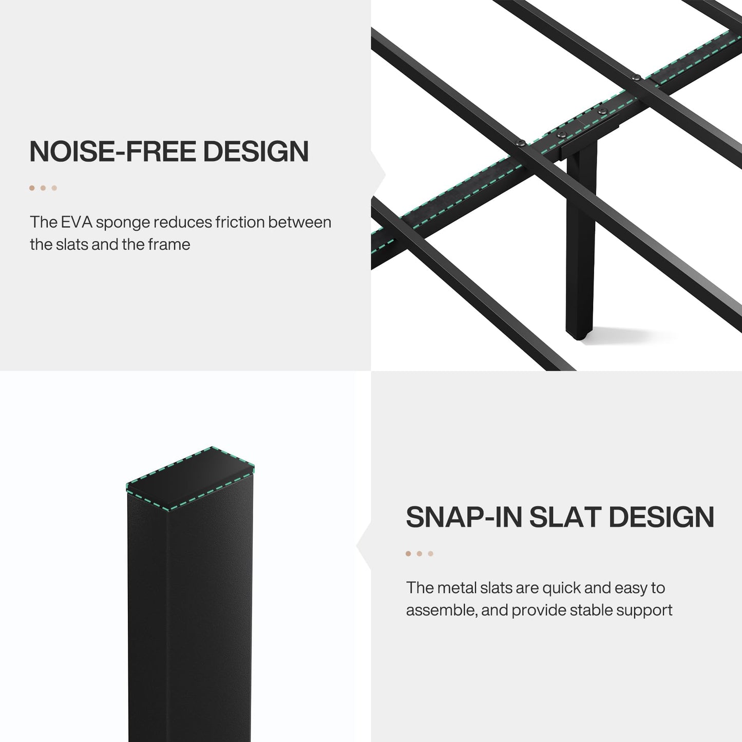 Bed Frame with Wooden Height-Adjustable Headboard and Footboard