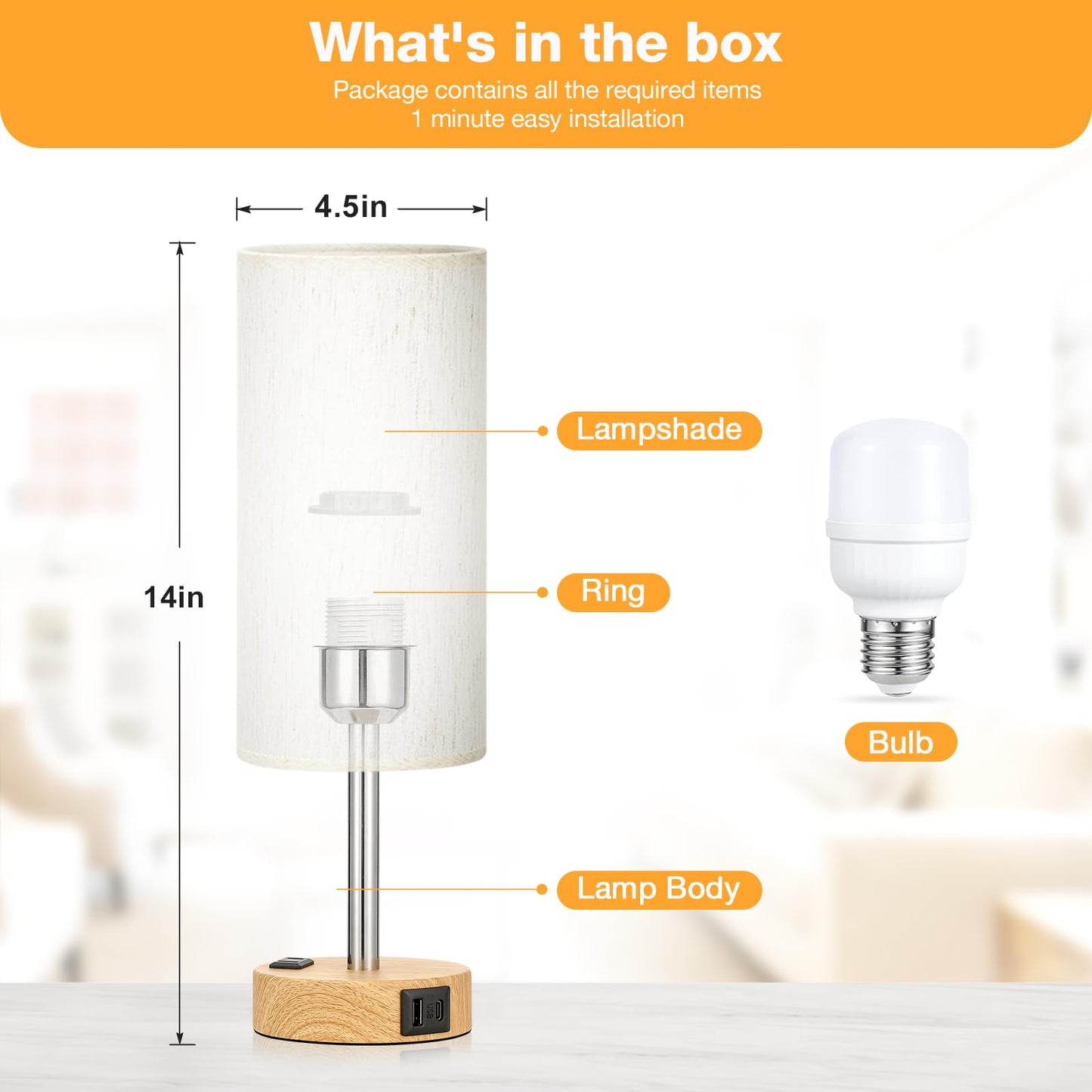 Touch Control Bedside Lamp