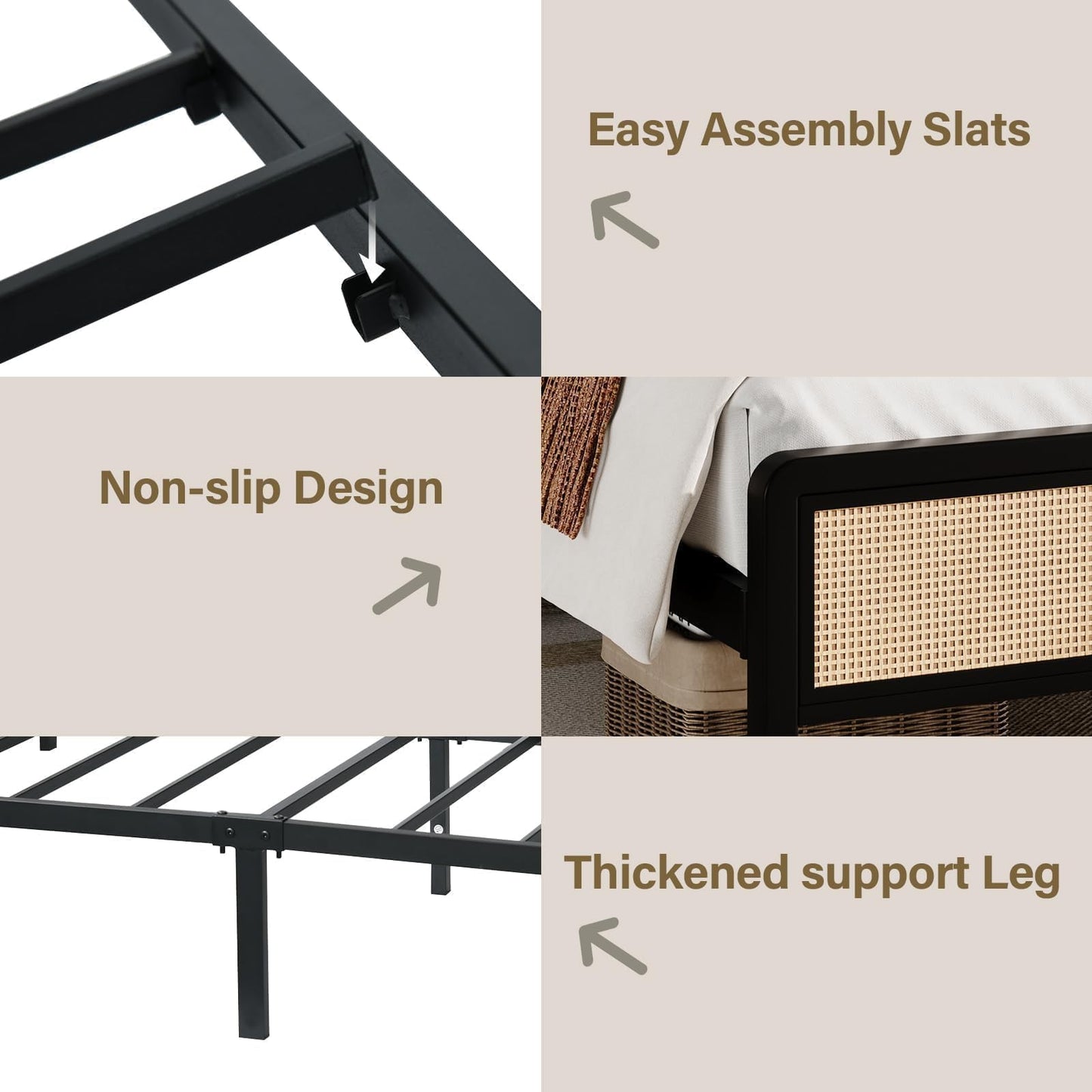 Rattan Bed Frame with Headboard