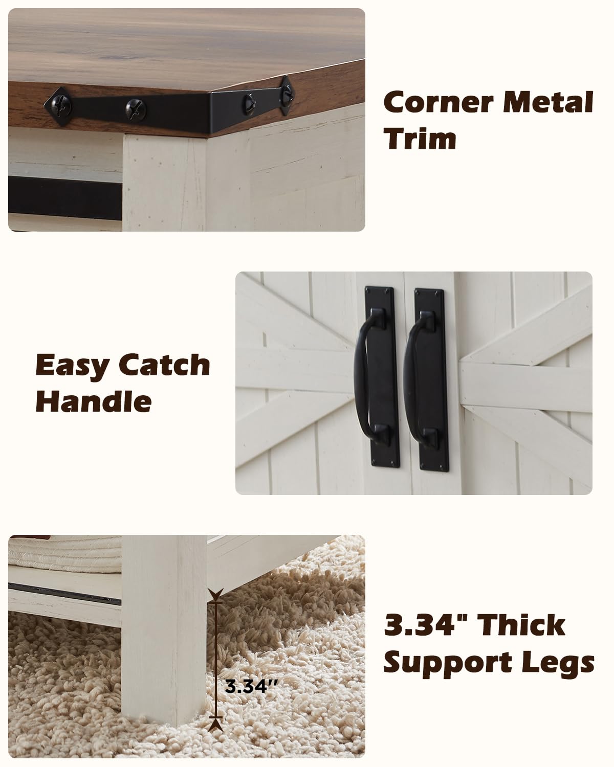Farmhouse Lift Top Coffee Table White And Brown
