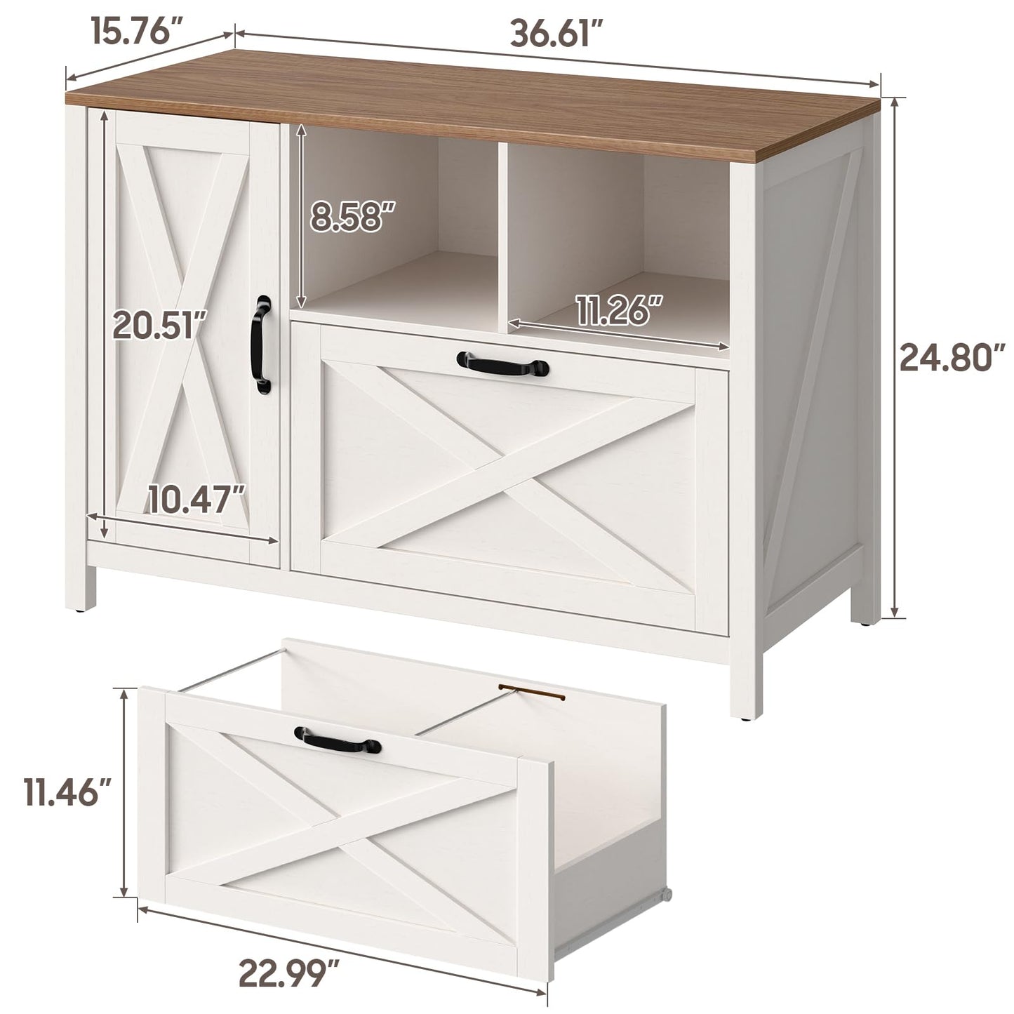 Lateral File Cabinet with Large Drawer and Door Farmhouse File Cabinet for Letter/Legal/A4 Size Hanging Files, Large Wood File Storage Cabinets Printer Stand for Home Office Cabinet, White