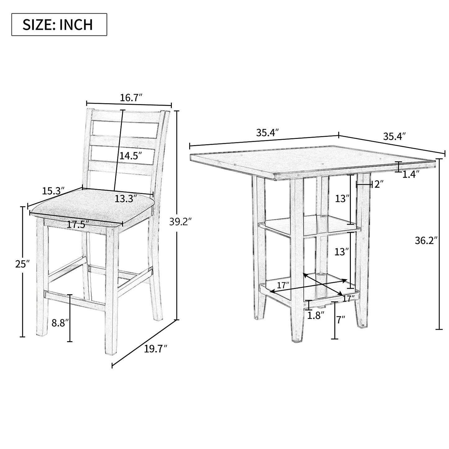 Modern Counter Height Dining Table Set