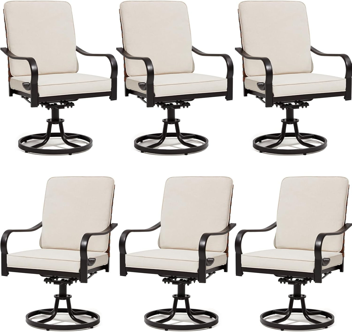5-Piece Outdoor Dining Set - 4 Swivel Leather-Look Chairs