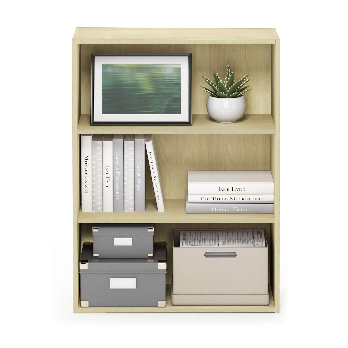 Maple 3-Tier Open Shelf Bookcase