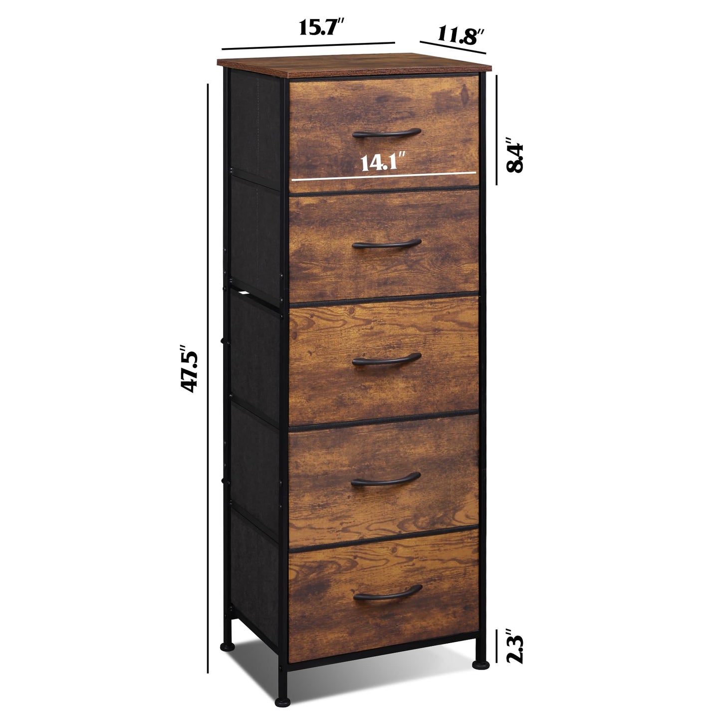 5-Drawer Tall Dresser for Bedroom - Storage Organizer