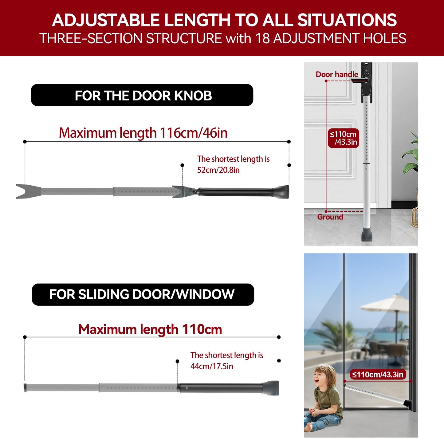 Upgraded Door Security Bar & Door Stopper