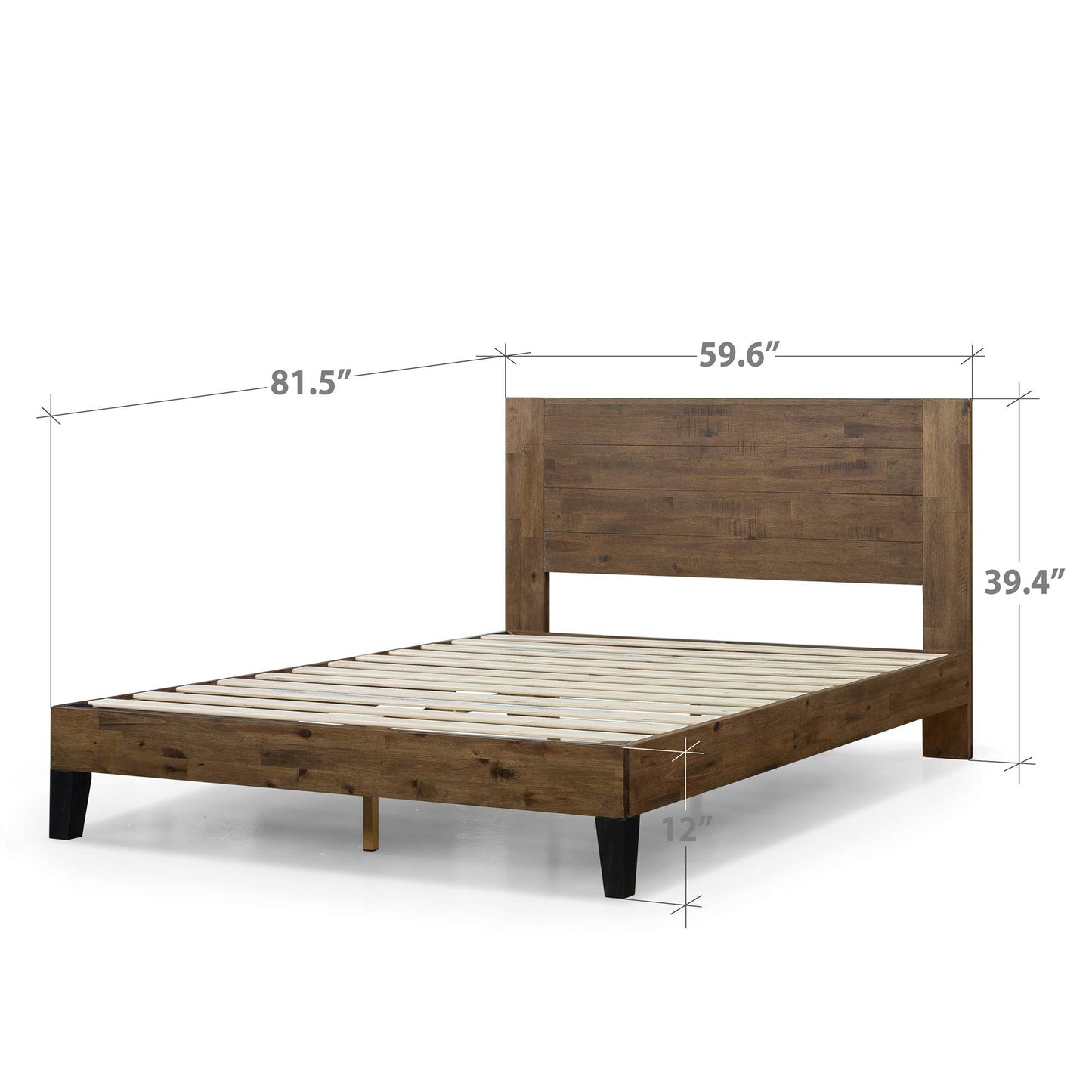 Wood Platform Bed Frame with Headboard