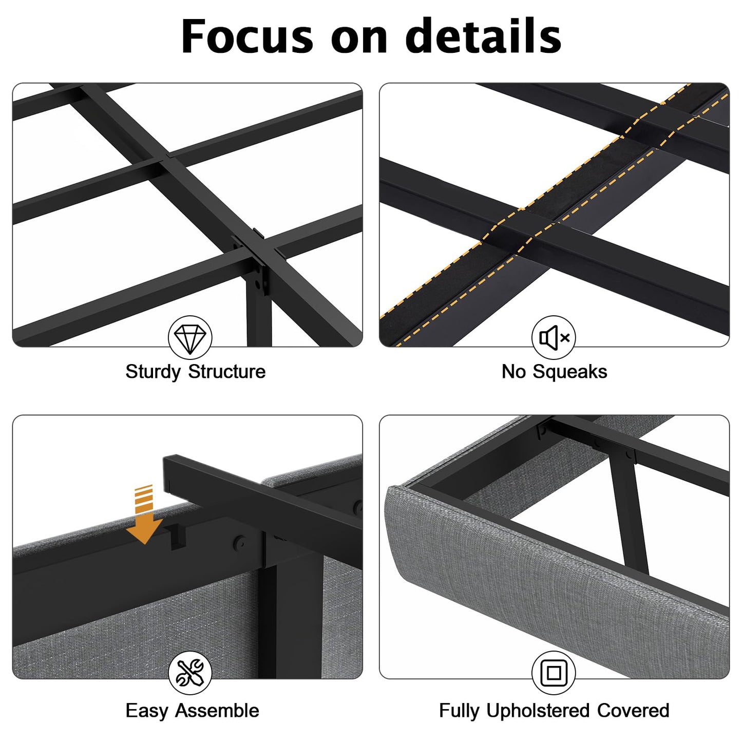 Floating Bed Frame with LED Lights