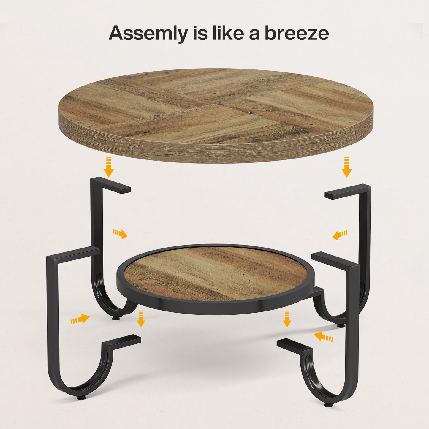 Brown Round Coffee Table for Living Room