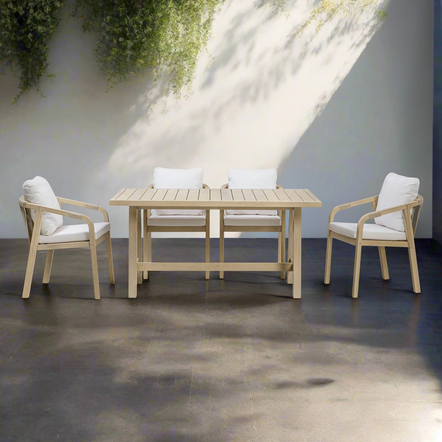 Solid Eucalyptus Wood 5-Piece Outdoor Dining Set