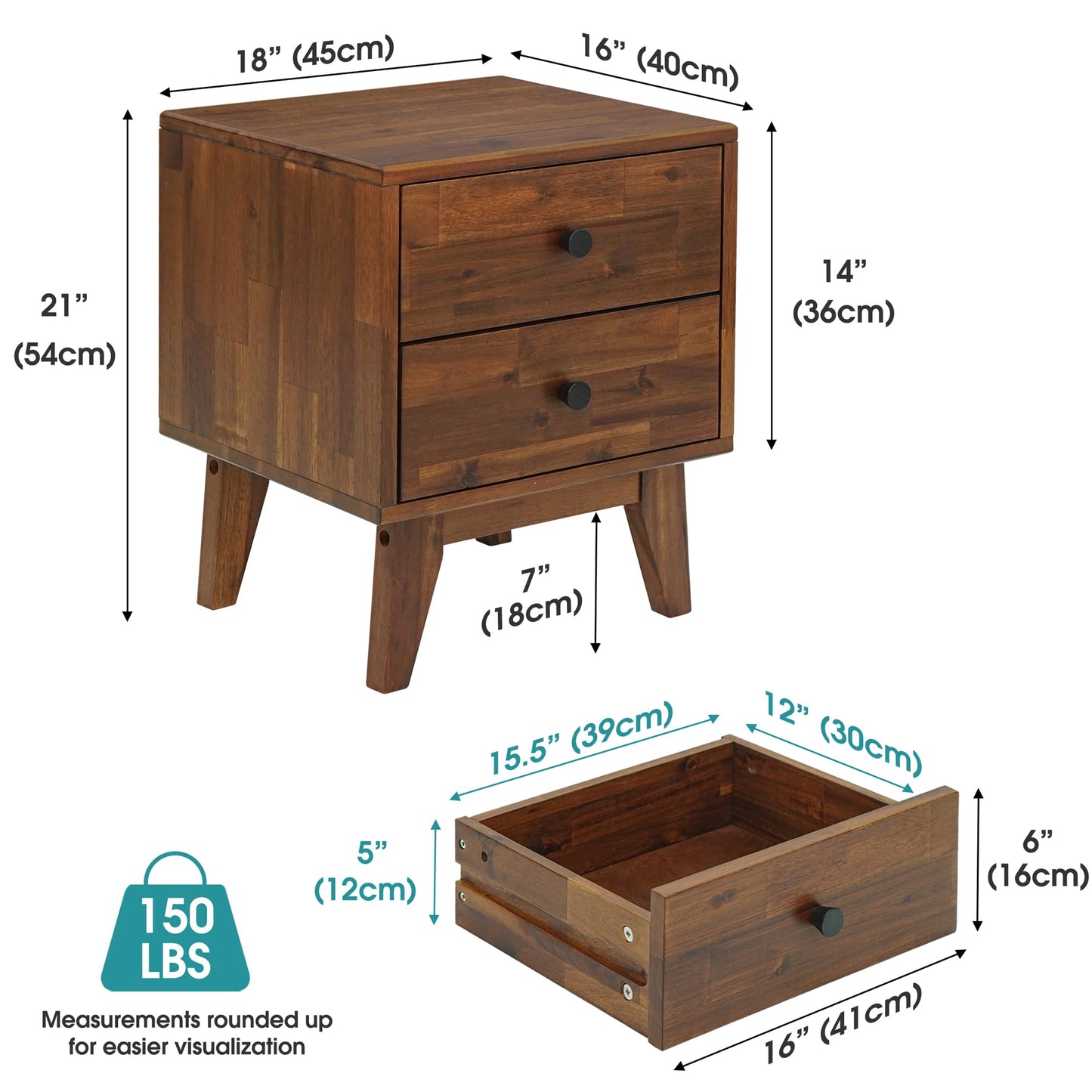 Nightstand Solid Wood Bedside Table