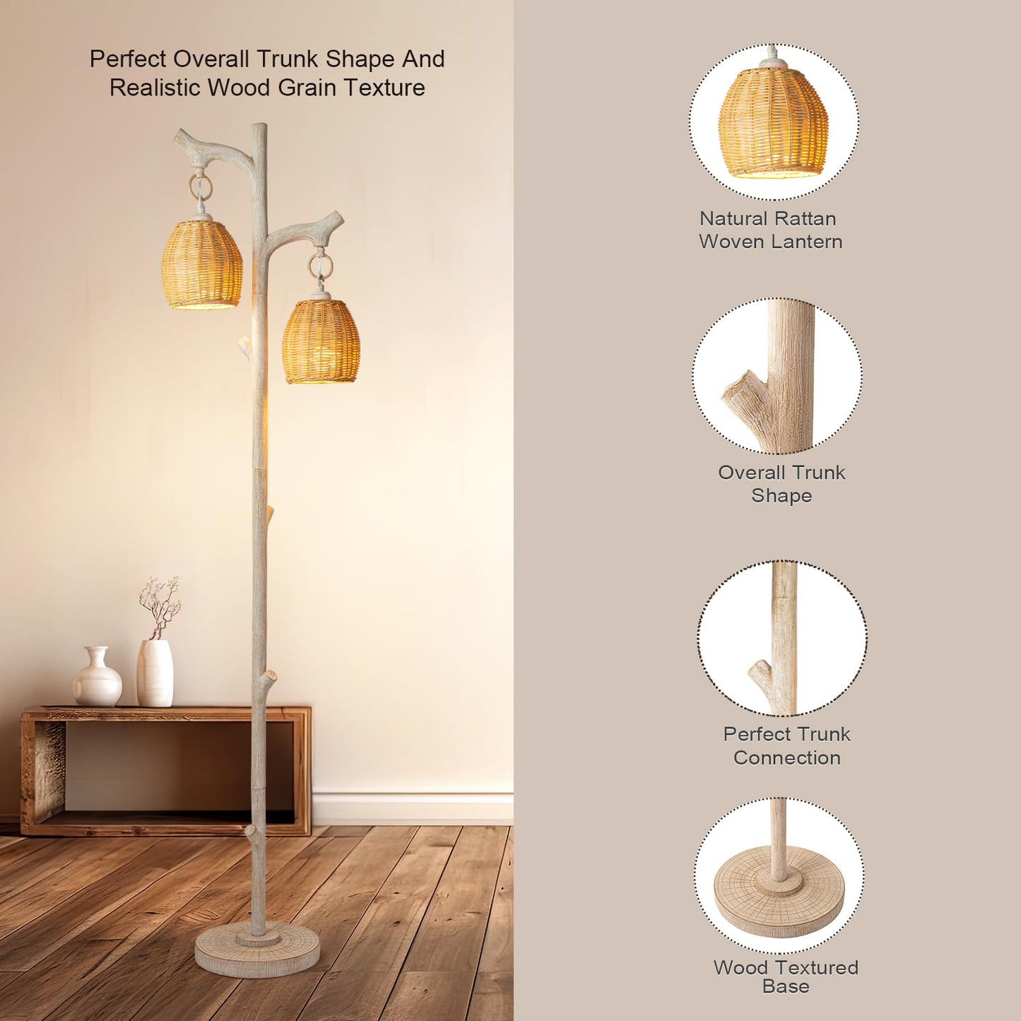 68" High Farmhouse Rustic Country Cottage Floor Lamp